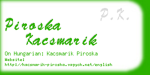 piroska kacsmarik business card